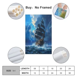 Voilier Peinture sur toile sans cadre, impressions posters art mural pour déco maison chambre bureau