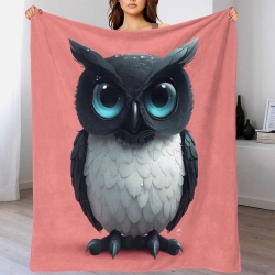 Hibou Plaid en Polaire Imprimé 3D Couverture Douce Confortable pour Canapé Lit Bureau