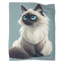 Chat Plaid en Polaire Imprimé 3D Couverture Douce Confortable pour Canapé Lit Bureau