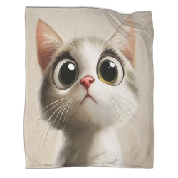 Chat Plaid en Polaire Imprimé 3D Couverture Douce Confortable pour Canapé Lit Bureau