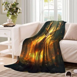 Renne Plaid en Polaire Imprimé 3D Couverture Douce Confortable pour Canapé Lit Bureau