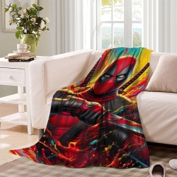 Marvel Deadpool Plaid en Polaire Imprimé 3D Couverture Douce Confortable pour Canapé Lit Bureau