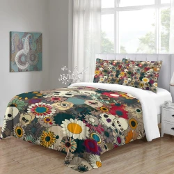 Crâne Housse de Couette Imprimée 3D Douce 3 Pièces Literie Garçons Filles